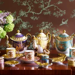 Special Edition Lustre Pink And Green Coffee Cup And Saucer