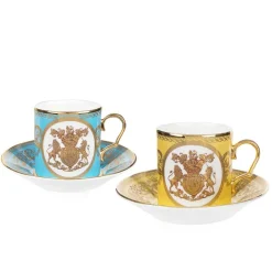 Special Edition Lustre Turquoise And Yellow Coffee Cup And Saucer
