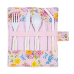 The Summertime Pink Bamboo Cutlery Wrap
