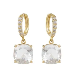 White Square Crystal Earrings